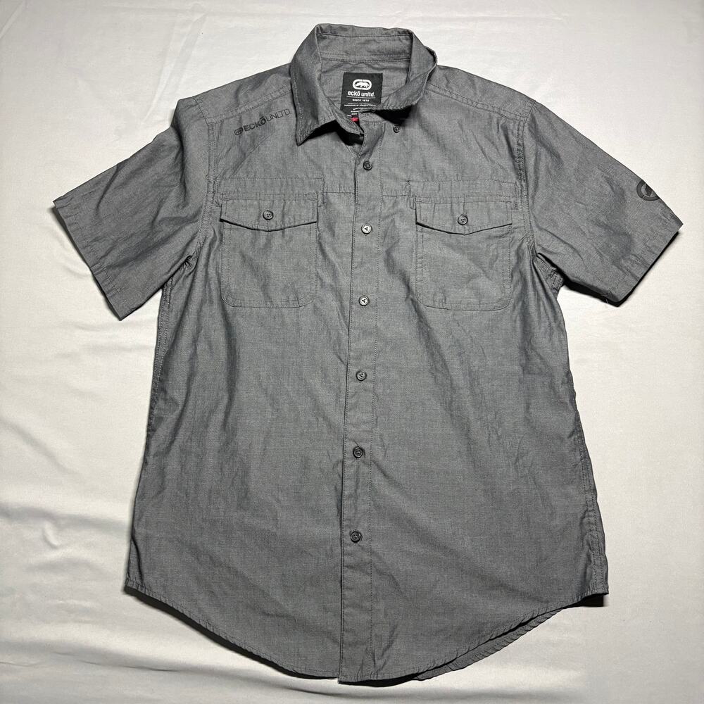 Ecko unlimited grey button up shirt